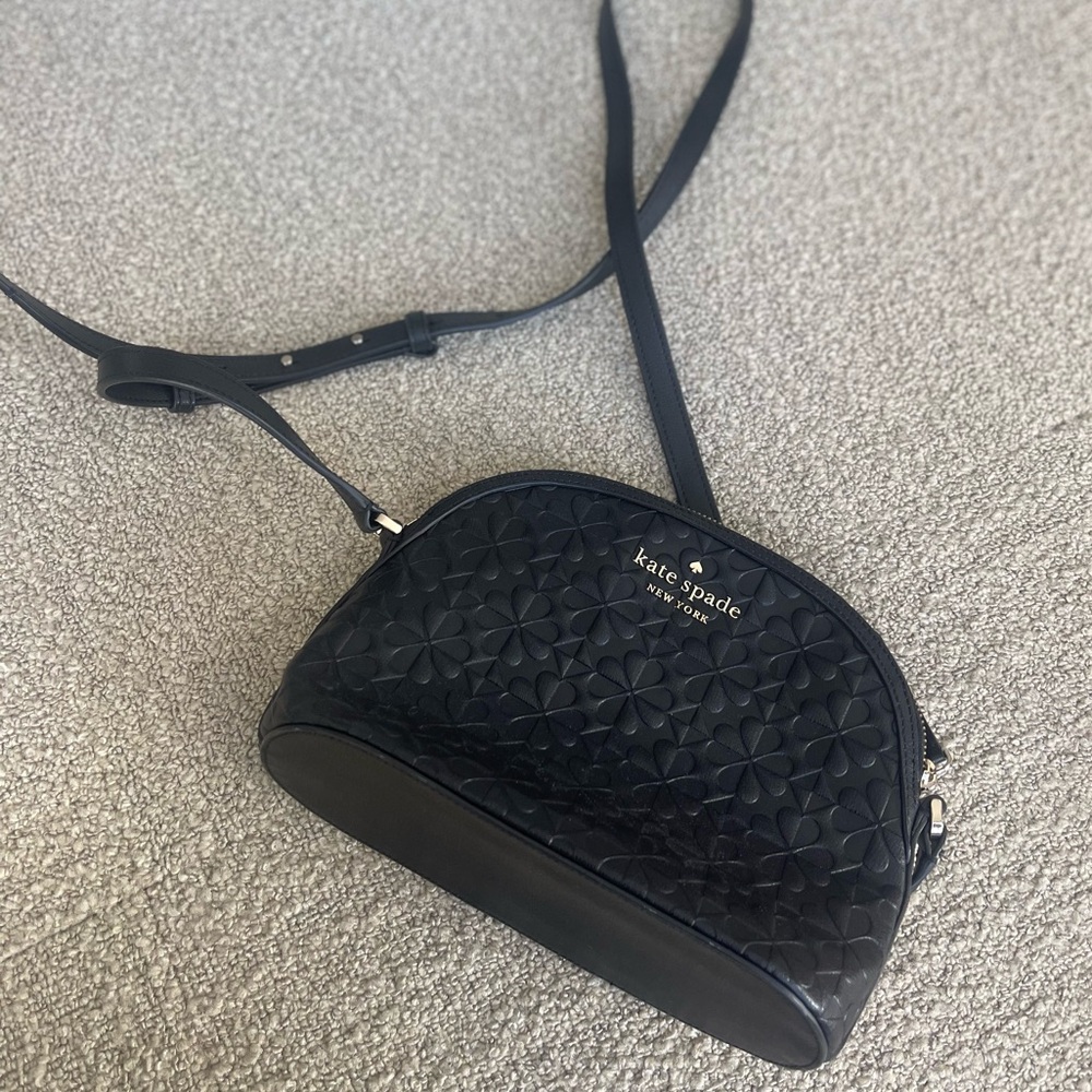 Kate Spade Black Floral Embossed Crossbody Bag – Excellent Condition